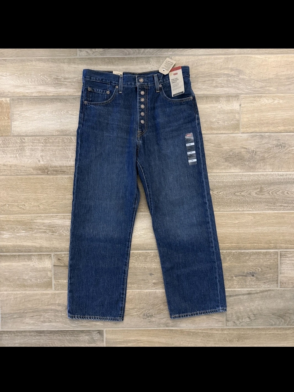 Women's Dark Blue Ribcage Straight-Leg Jeans - Classic Button Fly Size 31